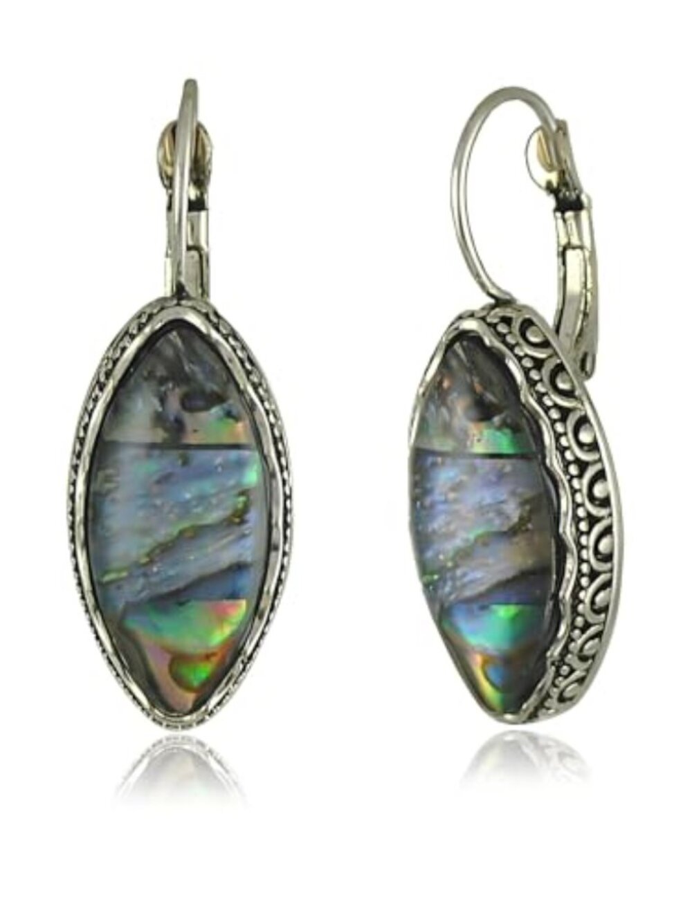 New - Abalone Shell Lever back Earrings Handmade Vintage Geometric Oval Abalone